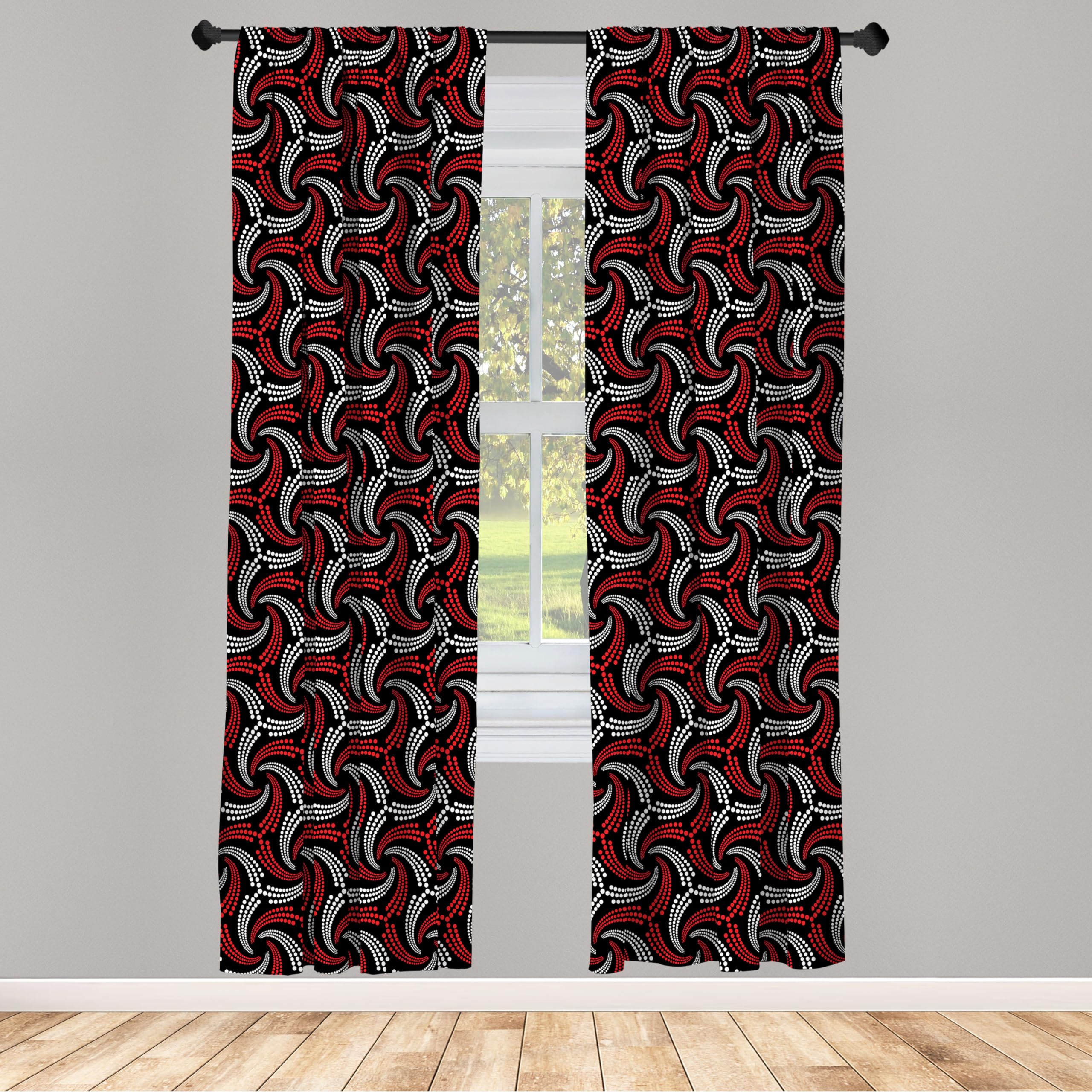 Ambesonne Geometric Curtains - Abstract Minimalist Modern Design with Curvy Dotted Lines, 2 Panel Set (28