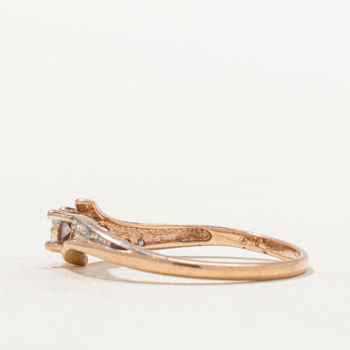 Rose Gold Diamond Bypass Ring - 0.10 Carat Total Weight (0.10ctw) - Size 7.75 - Elegant Wedding Band, Anniversary Gift for Her, Perfect for Bridal Jewelry & Special Occasions