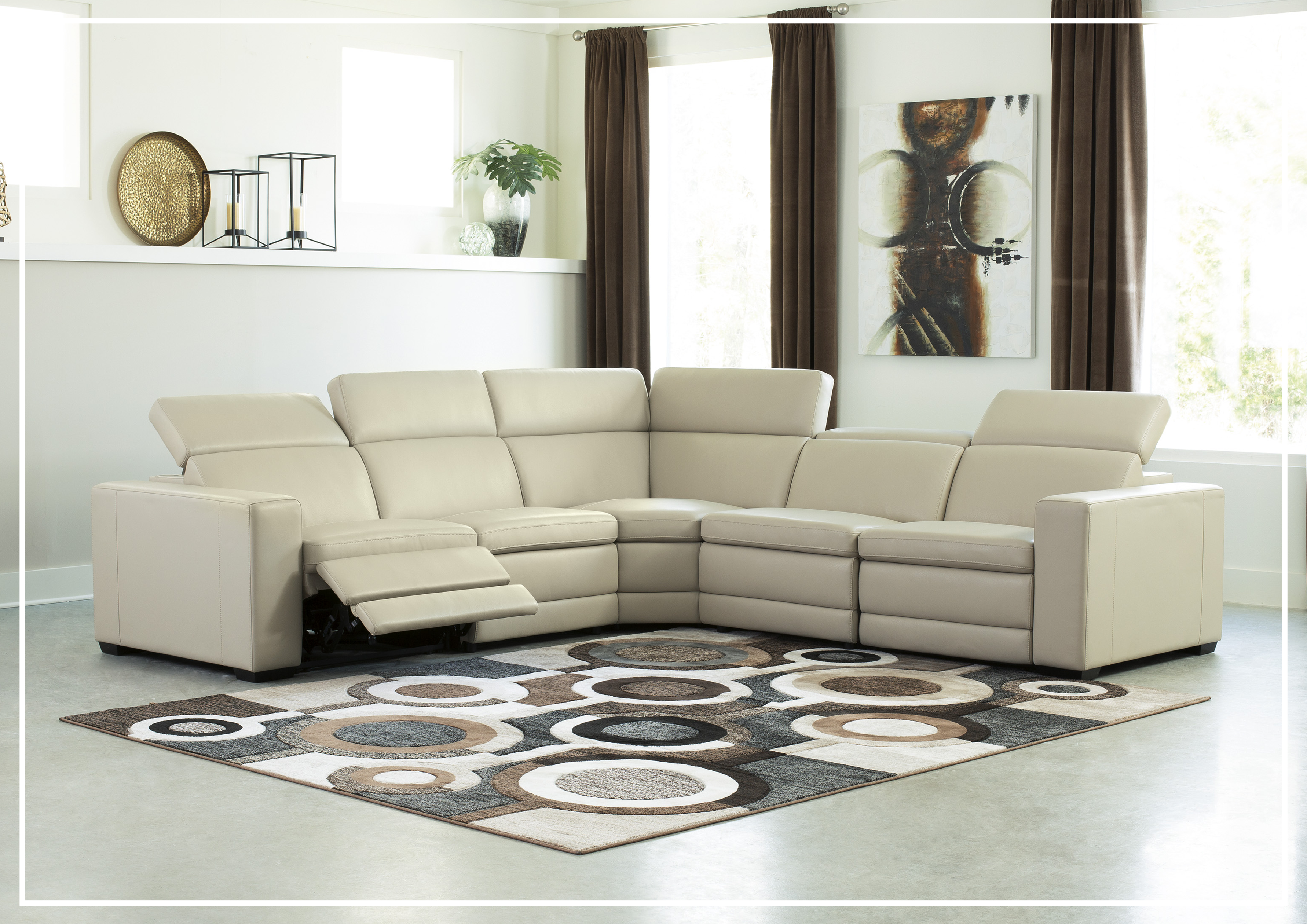 Gio Italia Titan 5-Seater Power Reclining Sectional Sofa - Modern L-Shaped Leather Living Room Couch with USB Charging Ports | Perfect for Family Movie Nights & Home Theater Lounging