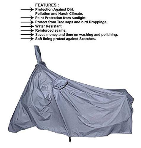Waterproof & Dustproof NEXTON Polyester Bike Cover for TVS Heavy Duty Super XL - Silver | Durable Motorcycle Accessories for Outdoor Storage & Travel Protection