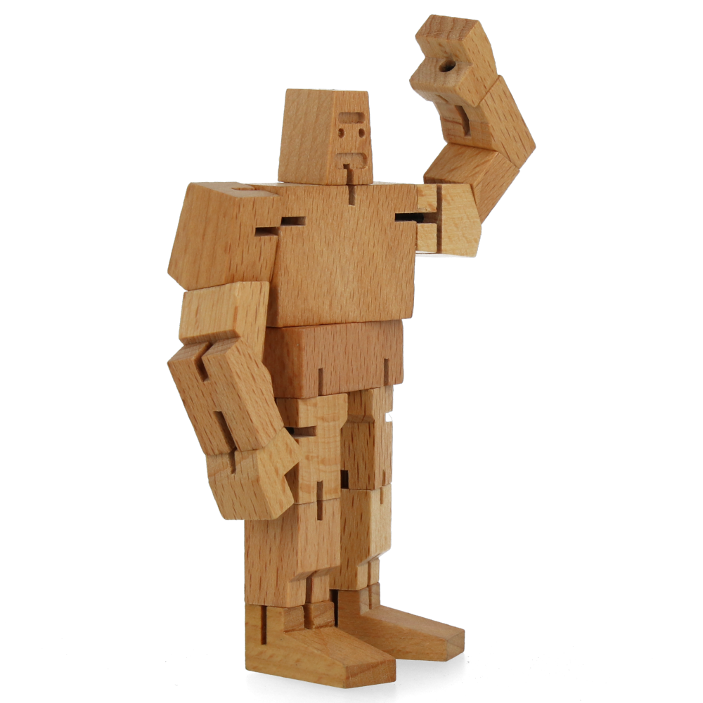 Cubebot Micro Guthrie Natural Wooden Puzzle Toy - Perfect for Kids, Adults, and Office Desk Decor | STEM Educational Gift & Stress Relief Fidget Toy