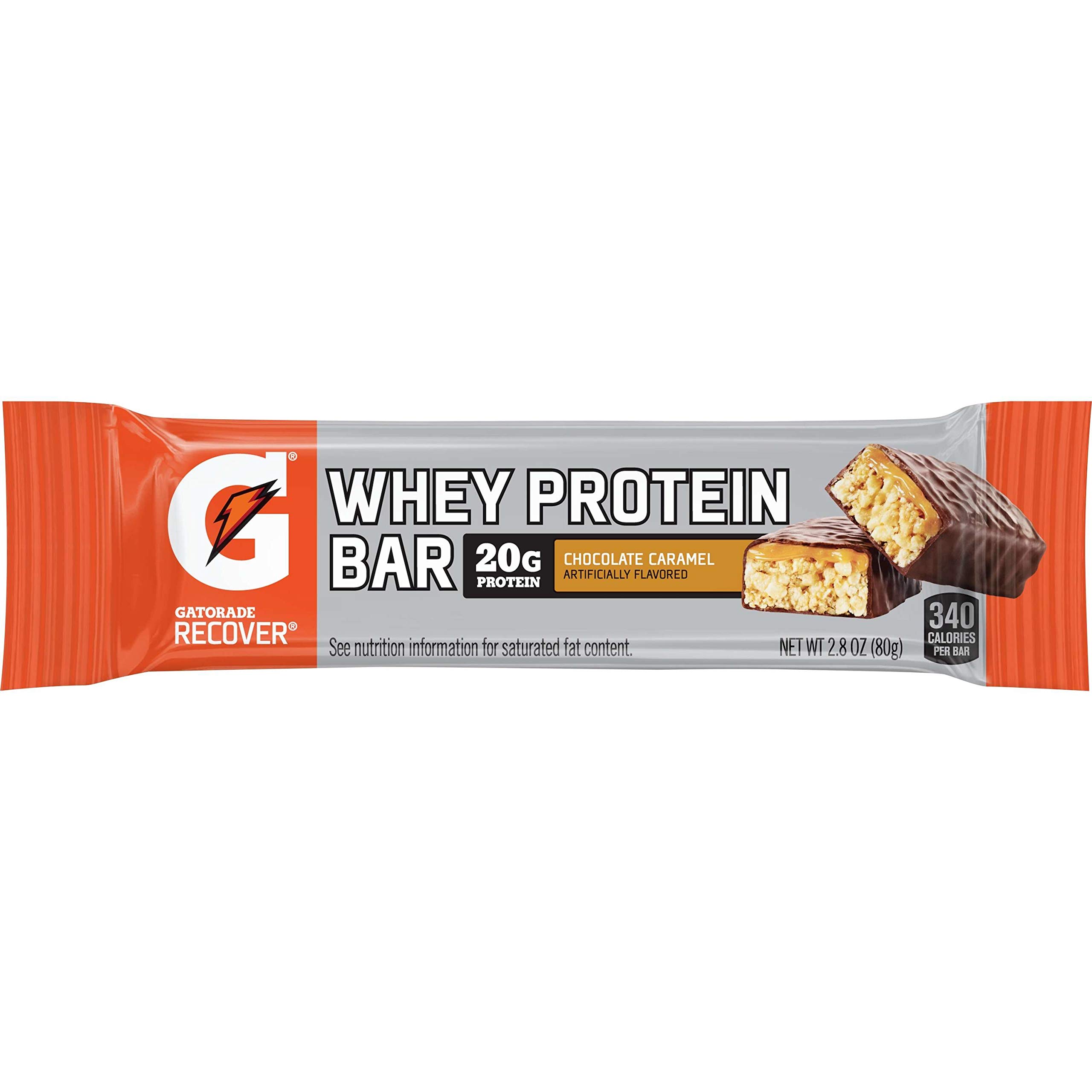 Gatorade Recovery Whey Protein Bar - Chocolate Caramel Flavor | High Protein Snack for Athletes & Fitness Enthusiasts | Post-Workout Recovery, Energy Boost & On-the-Go Nutrition