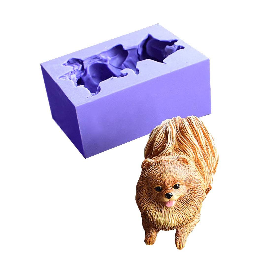 Runloo 3D Silicone Dog Molds for Chocolate, Fondant, Soap & Candles - Cute Puppy & Pomeranian Shapes for Baking, DIY Crafts & Home Decor