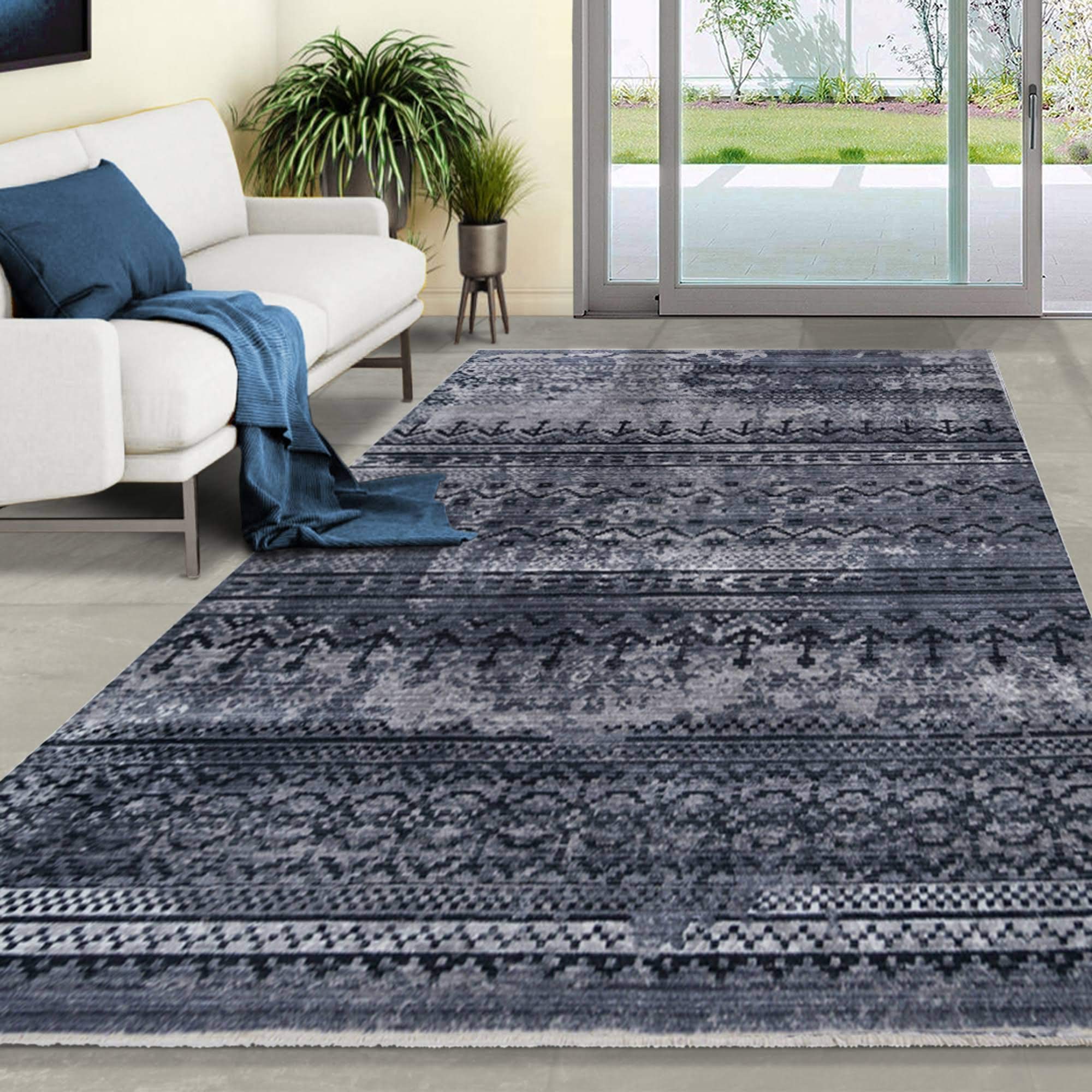Allstar 5x7 Southwestern Black Storm Area Rug (6'11