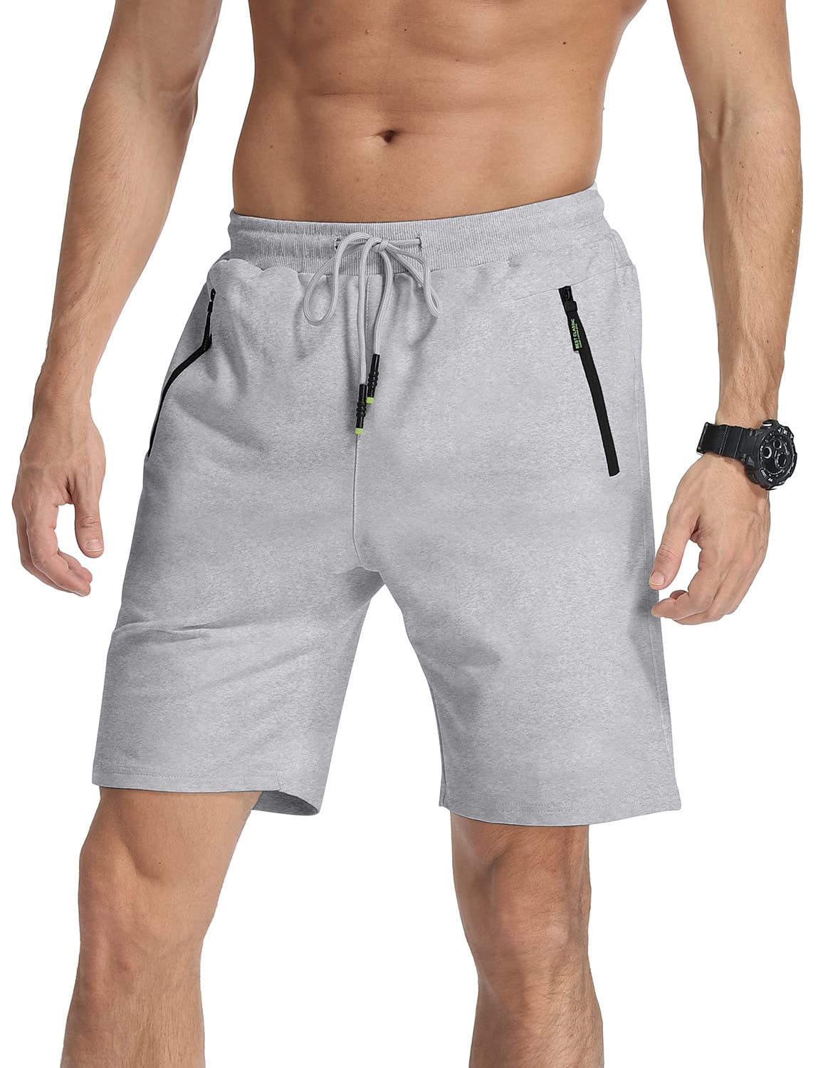 MLANM Men's Casual Summer Shorts - Elastic Waist with Drawstring & Zipper Pockets - Lightweight Beach Shorts for Swimming, Gym, Running and Outdoor Activities