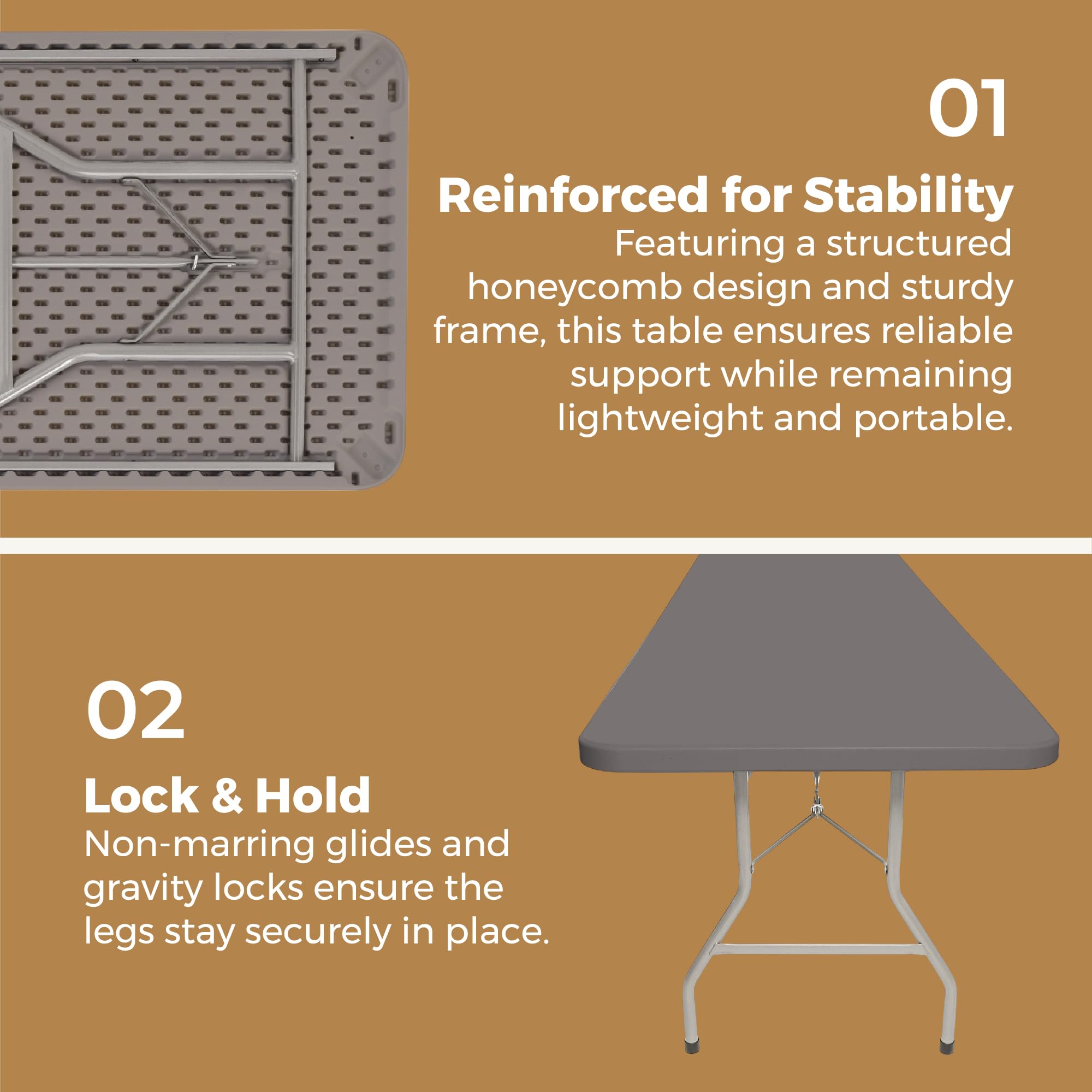 OEF Furnishings 6-Foot Folding Table - Heavy Duty Portable Table for Indoor & Outdoor Use | Charcoal Slate Finish | Perfect for Parties, Picnics, Camping & Home Office