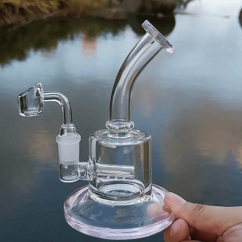 Premium Thick Glass Dab Rig with Quartz Banger - 10mm/14mm Water Pipe for Concentrates | Smooth & Durable Design for Home Use or Travel