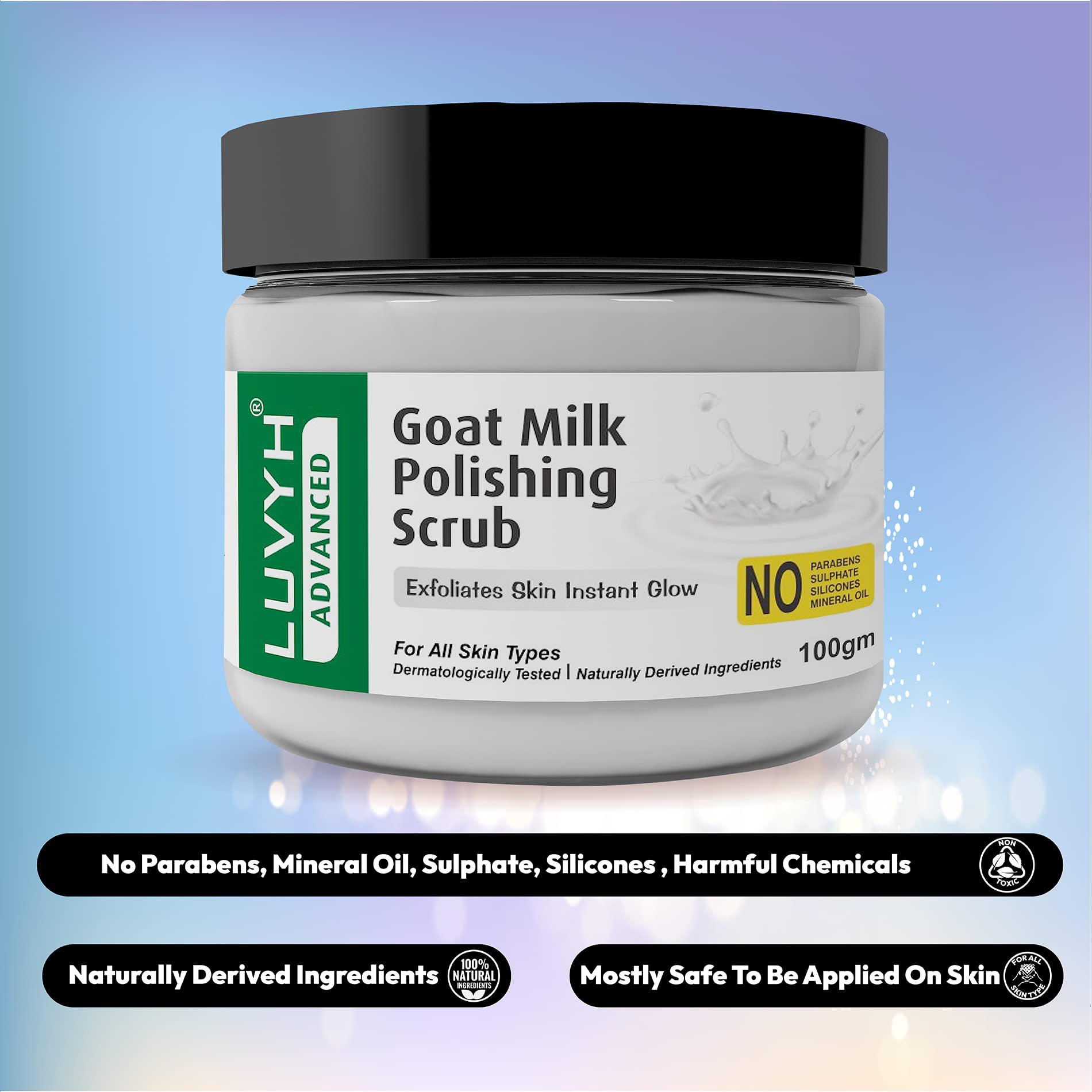 Luvyh Goat Milk Face Scrub - Exfoliating & Brightening Facial Treatment for All Skin Types | Tan Removal, Whitening & Rejuvenating | 100g | Perfect for Daily Skincare Routine & Spa Days