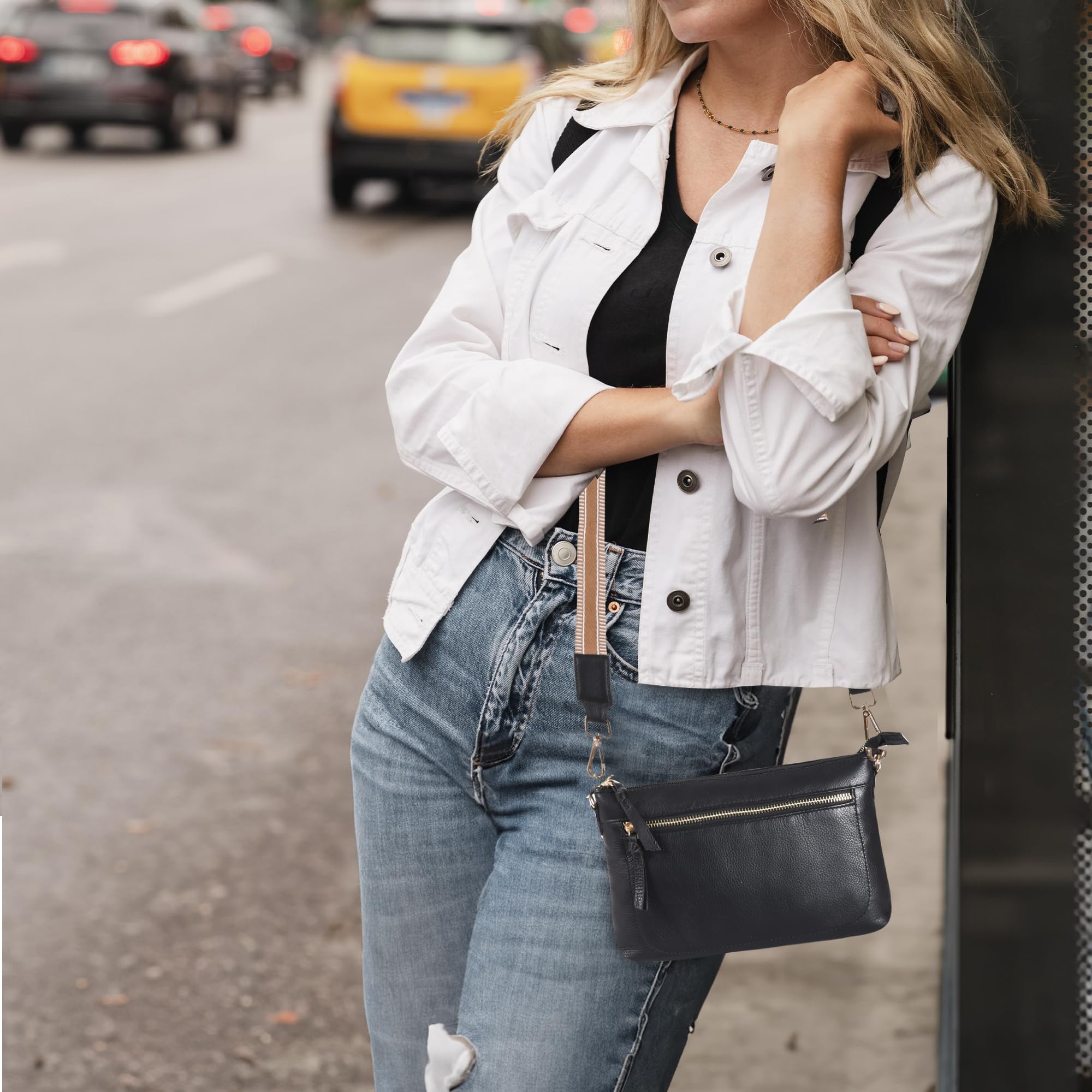Genuine Leather Crossbody Bag for Women - Adjustable Wide Strap Small Shoulder Purse | Perfect for Everyday Use, Travel & Shopping