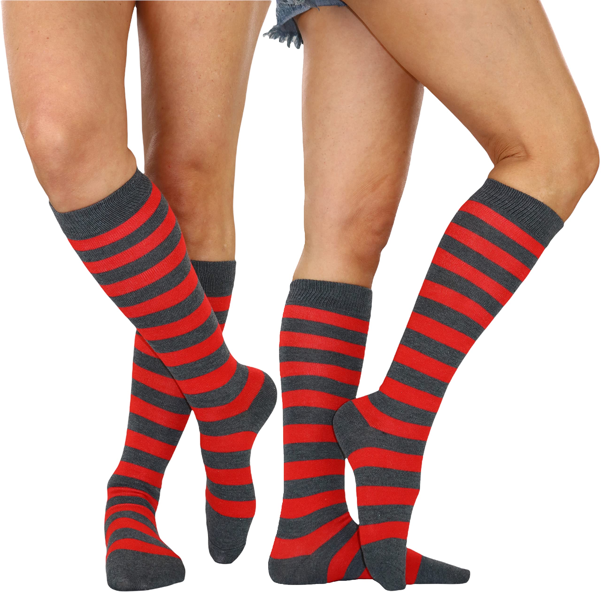ToBeInStyle Women's Knee High Socks - Pack of 6 or 12 - Fashionable & Comfortable Crew Socks for Boots, Workout & Winter Wear