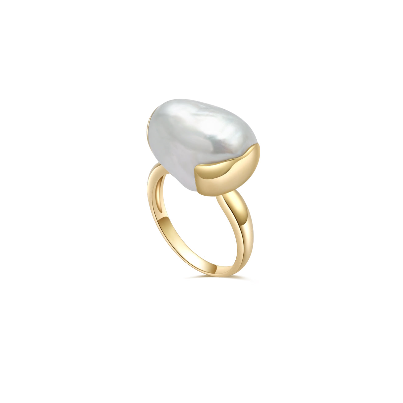 18K Solid Gold South Sea Baroque Pearl Ring for Women - Elegant Handmade Jewelry Gift for Anniversary, Wedding, or Special Occasions