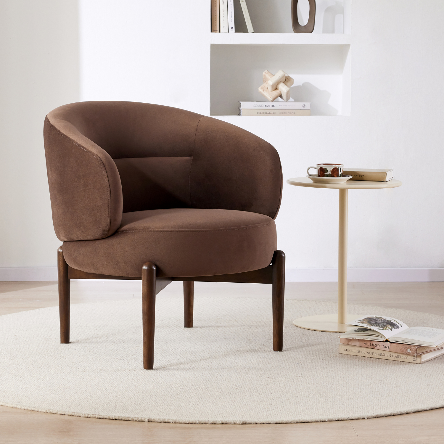 Bloor Accent Chair - Velvet Espresso Upholstered Modern Lounge Chair for Living Room, Bedroom & Office - Perfect for Relaxing, Reading & Decorating