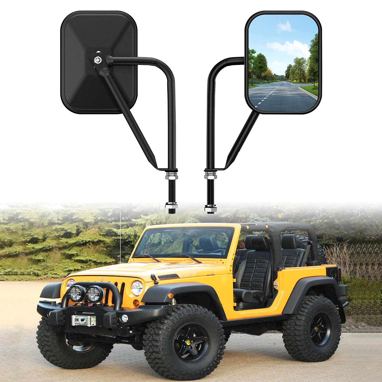 Jeep Wrangler JK JL & Unlimited Door Off Mirror - Wider View, Easy Install Side Mirrors for Off-Roading, Trail Riding & Adventure Driving