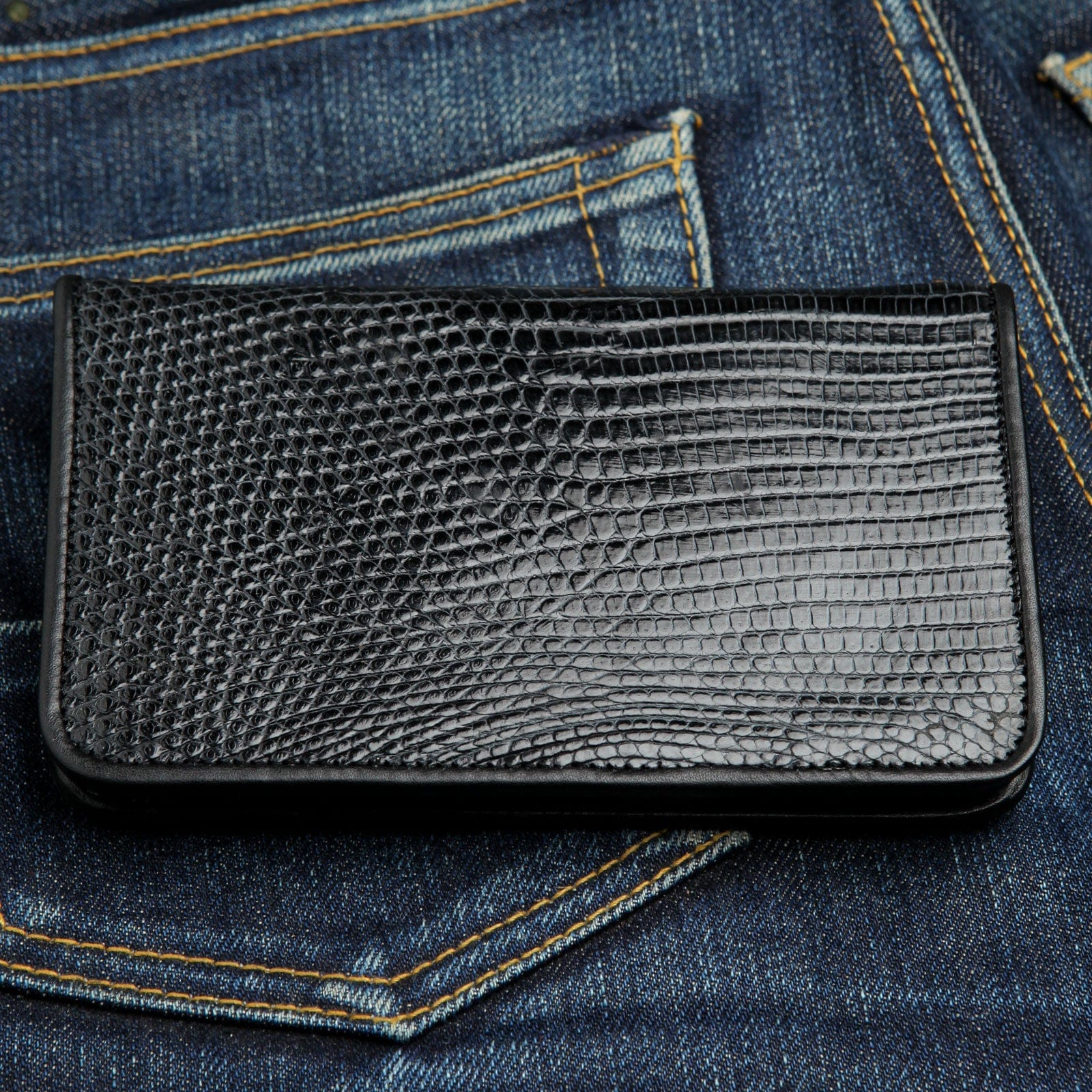 Authentic Black Lizard Leather Biker Wallet for Men - RFID Blocking Slim Bifold Wallet - Perfect for Motorcycle Riders & Everyday Use