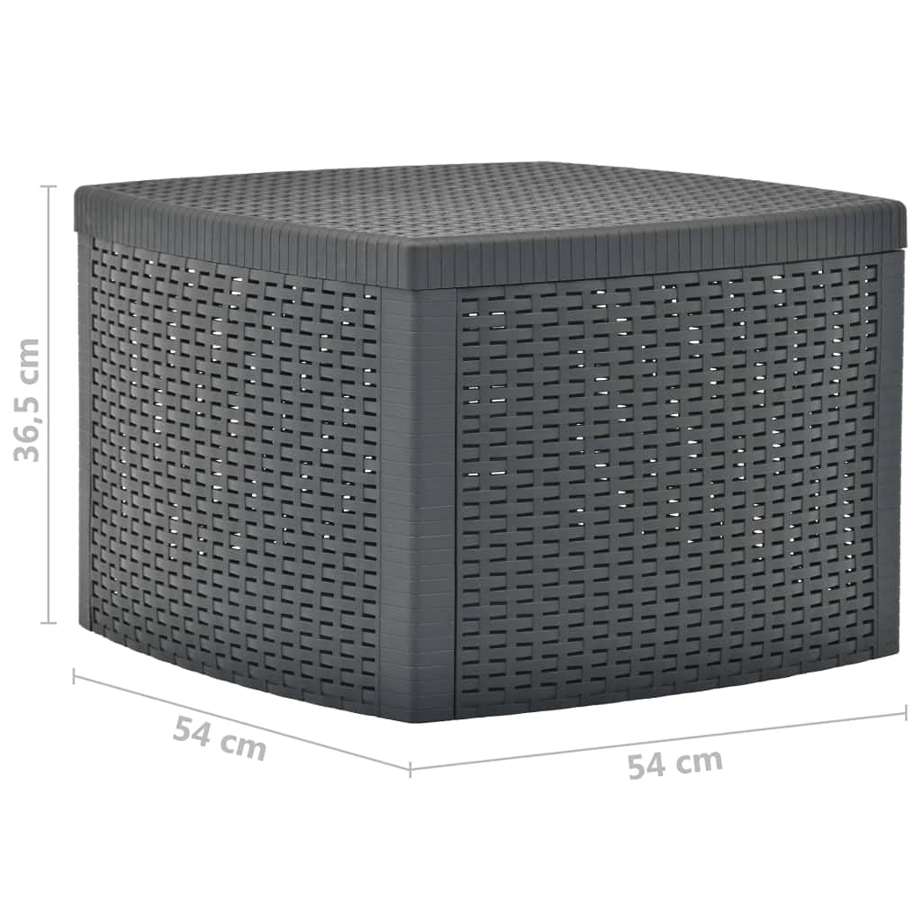 Outdoor Side Table with Storage - Small End Table for Coffee, Patio, Balcony, Backyard, Poolside & Sunroom - Anthracite Plastic Coffee Table 21.3