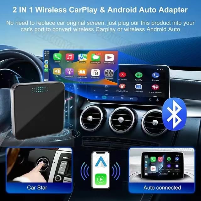 iPhone 13 Pro/Pro Max Camera Lens Protector & Wireless CarPlay/Android Auto Adapter - 2024 OEM Style USB A/C Compatible for Seamless Car Connectivity | Perfect for Road Trips & Daily Commutes