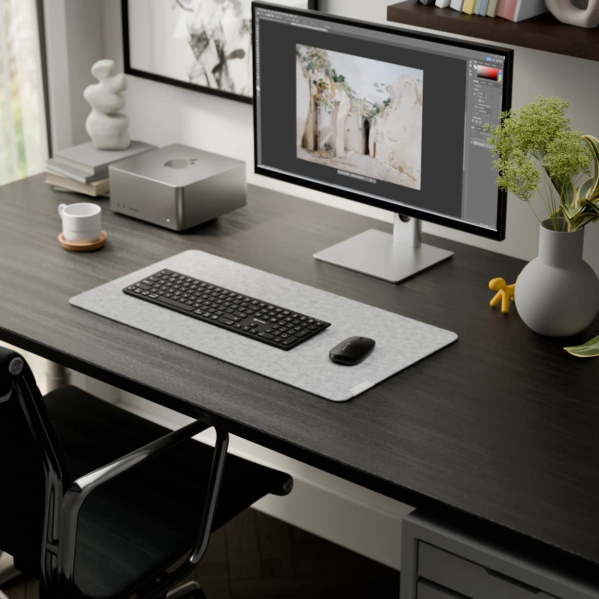 Premium Felt Desk Mat - Large Non-Slip Office Desk Pad for Keyboard & Mouse - Perfect for Work, Gaming & Home Office Use