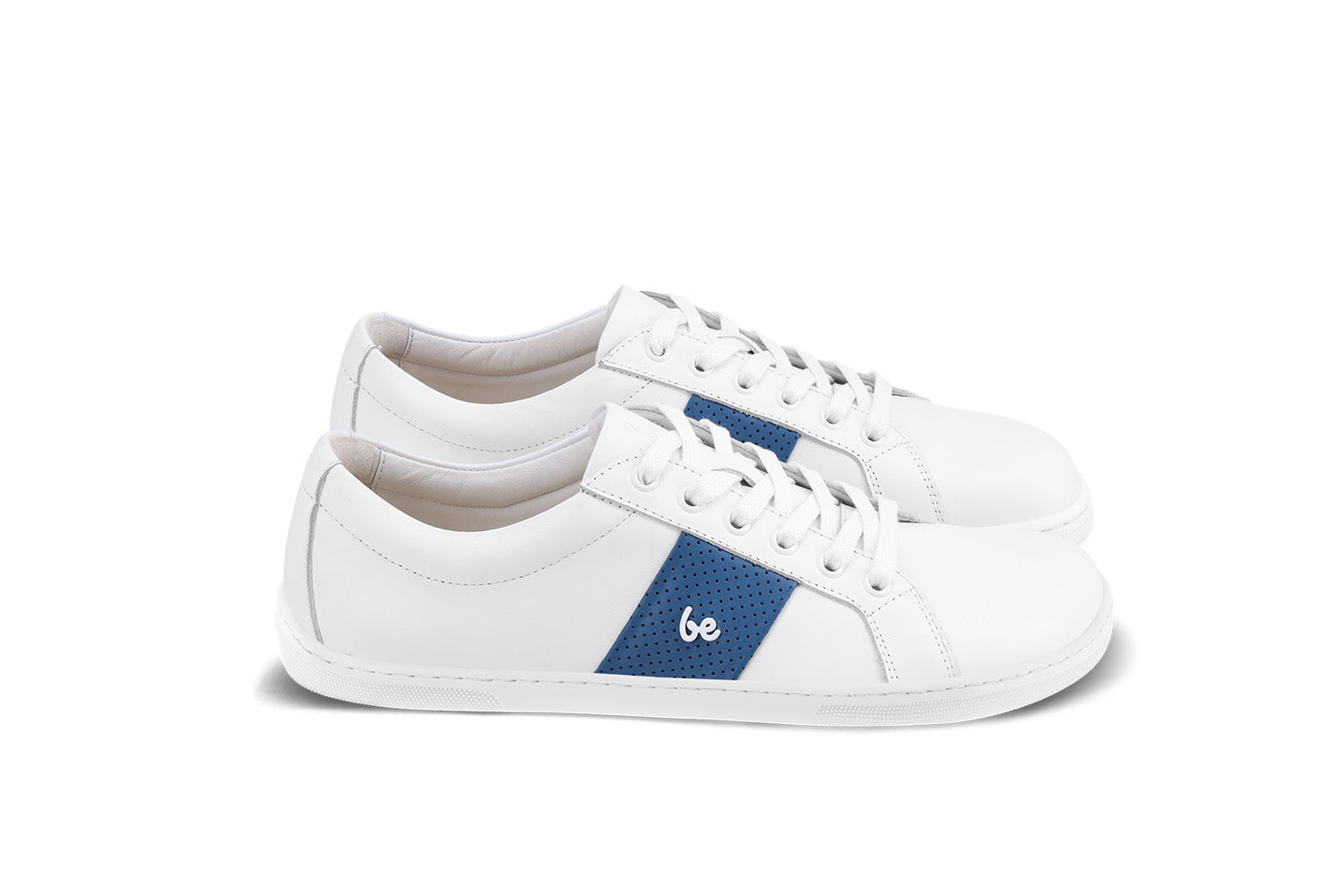 Barefoot Sneakers for Men & Women - Be Lenka Elite Minimalist Shoes in White & Dark Blue | Lightweight & Flexible for Running, Walking & Gym Workouts