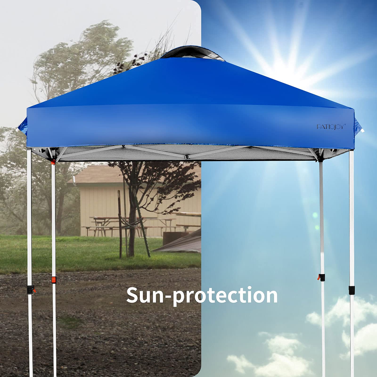 Tangkula 6.6' x 6.6' Outdoor Pop-Up Canopy Tent - Adjustable Height Instant Shelter with Carry Bag & 4 Weight Bags - Portable Sun Shade for Camping, Beach, Picnics, Parties, and Backyard Events (Blue)