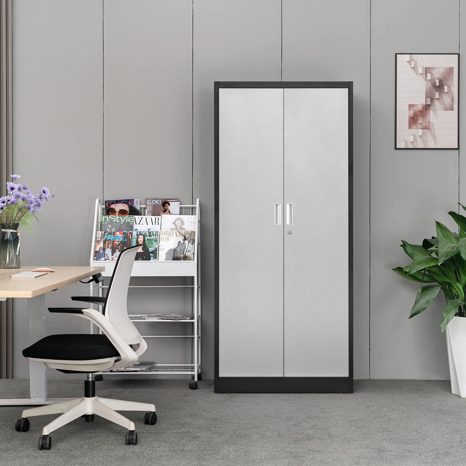 71 Inch Steel SnapIt Storage Cabinet with Locking Doors & Adjustable Shelves - Heavy Duty Metal Garage Cabinet for Tools, Office & Home Organization - Perfect for Workshop, Garage, Basement & Utility Room Storage