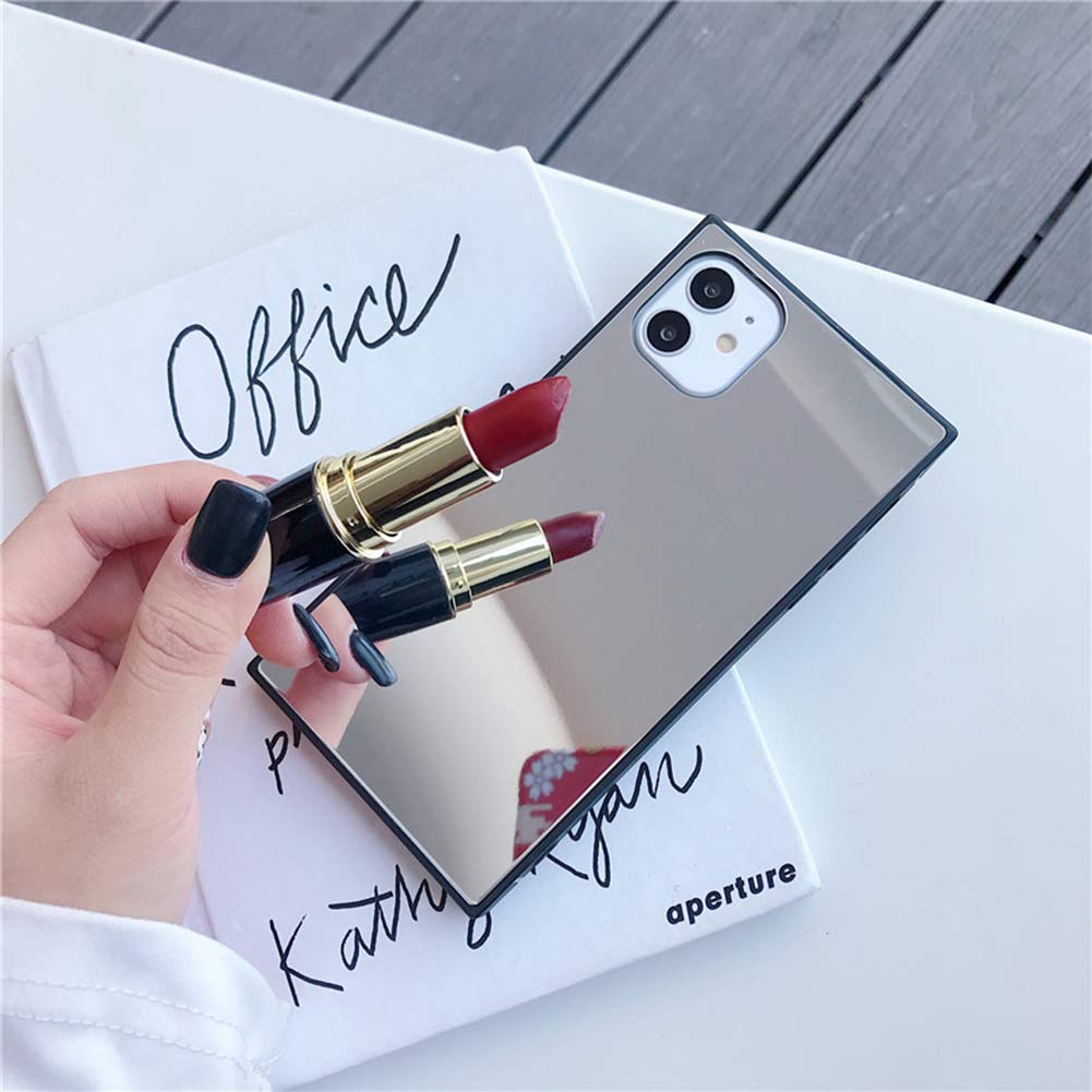 LUVI for iPhone XR Case - Luxury Glossy Mirror Back Cover with Silicone TPU Bumper, Slim Protective Phone Case for Women & Girls (Silver) | Perfect for Makeup Touch-ups, Selfies & Everyday Glam