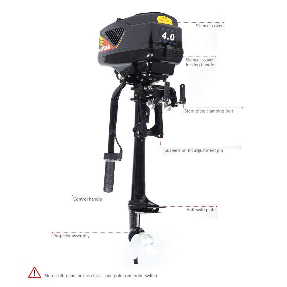 4 HP Electric Outboard Motor - 1000W Brushless Boat Engine with Electric Start - Marine Trolley Driver Propeller for Fishing, Boating & Water Sports