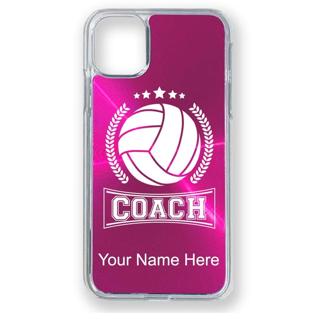 iPhone 11 Pro Case with Personalized Engraving - Volleyball Coach Gift Idea, Shockproof Protective Phone Cover for Women (Pink) | Perfect for Volleyball Practice, Coaching Sessions & Everyday Use