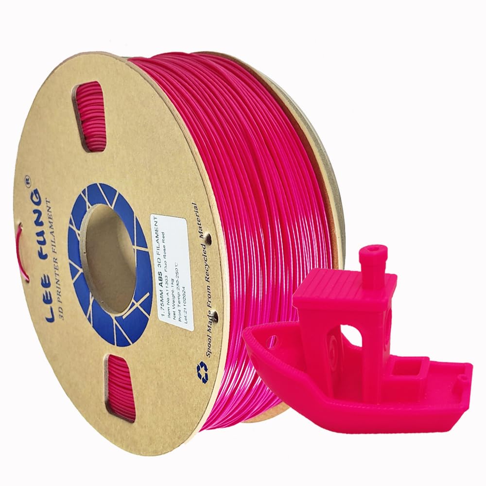 Premium ABS 3D Printer Filament 1.75mm - 1kg (2.2lbs) Spool, ±0.05mm Dimensional Accuracy, Fluorescent Rose Red - Ideal for 3D Printing, DIY Projects, Cosplay & Home Decor