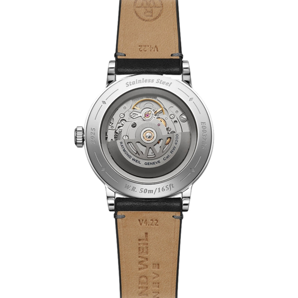 Millesime Men's Automatic Watch with Sector Dial - 39.5mm Grey Face on Genuine Leather Strap - Perfect for Business, Casual & Formal Occasions