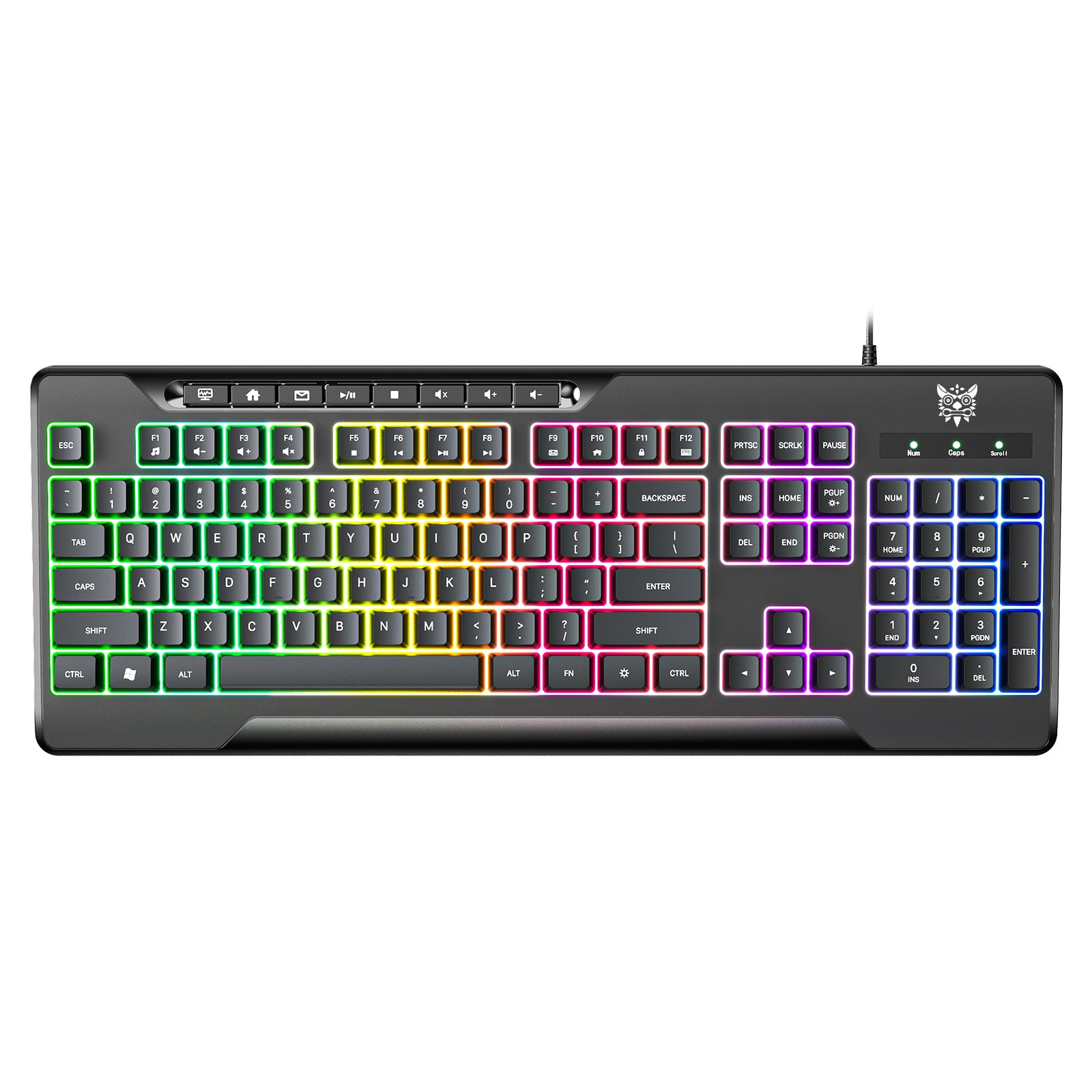 ONIKUMA G32 Matte Black Wired Gaming Keyboard with RGB Backlight - Mechanical Feel Keys for PC Gaming, Typing & Office Work