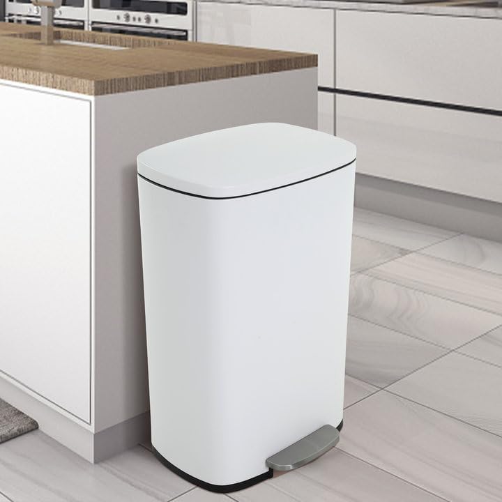 Premium Stainless Steel Kitchen Trash Can 30L/8 Gallon - Fingerprint Proof, Silent Soft Close Lid, Removable Inner Bucket - Ideal for Kitchen, Office, Bathroom & Home Use