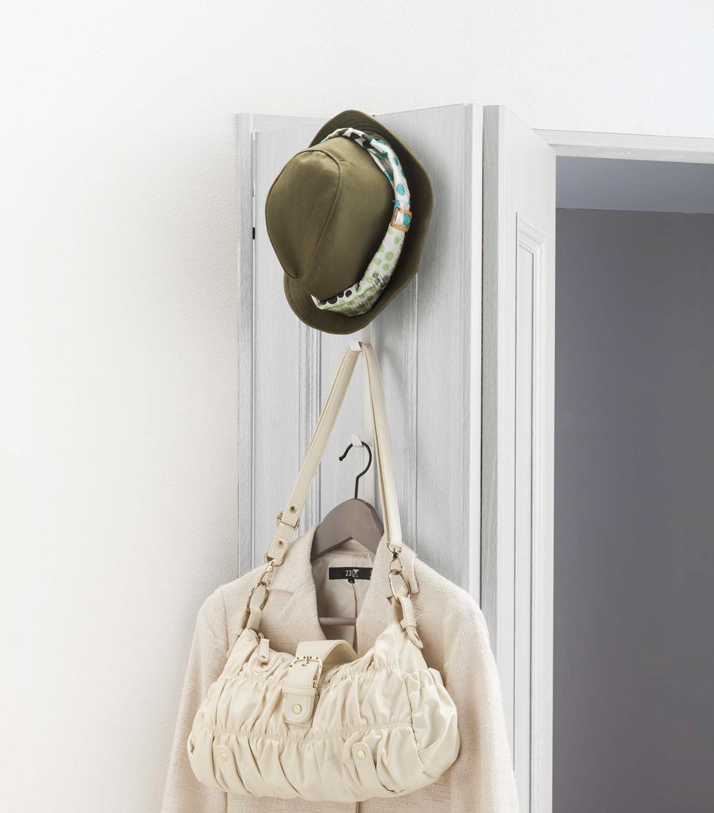 Over the Door Vertical Hooks - Heavy Duty Steel Hooks for Hanging Coats, Towels & Bags - Space Saving Storage Solution for Bedroom, Bathroom & Closet Organization