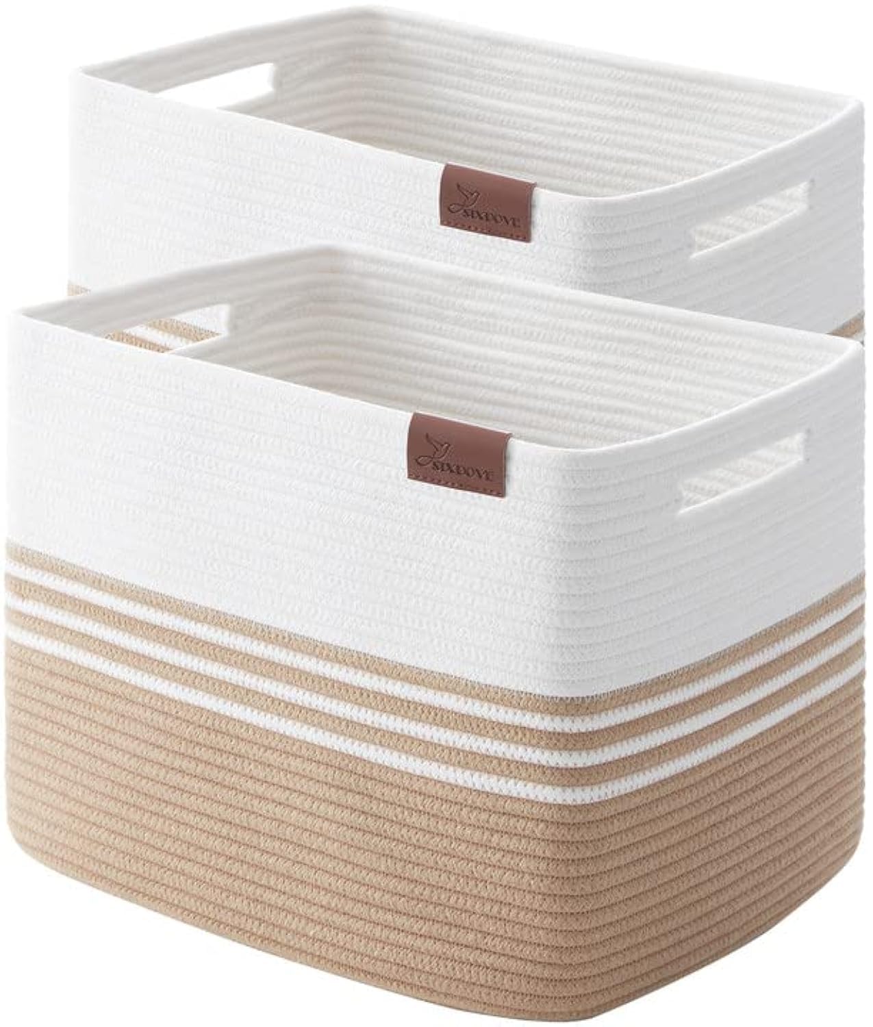 42L*2 Pack Jute Storage Baskets - Cotton Rope Laundry Basket for Closet, Blanket & Toy Organizer - Perfect for Living Room, Bedroom, Laundry Room & Home Organization