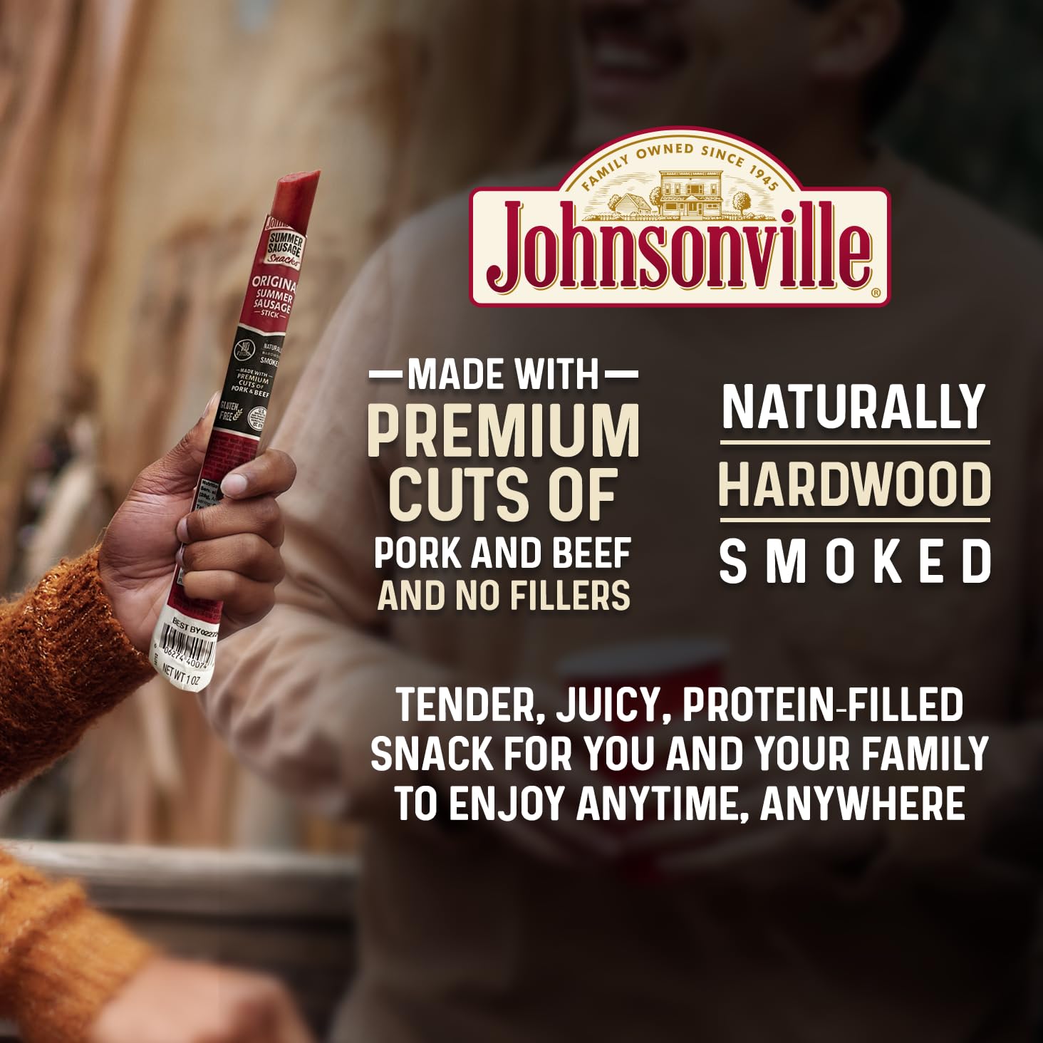 Johnsonville Summer Sausage Snacks - Gluten Free, Dairy Free Protein Sticks, Sweet Teriyaki Flavor (24-Pack) - Perfect for Hiking & Road Trips