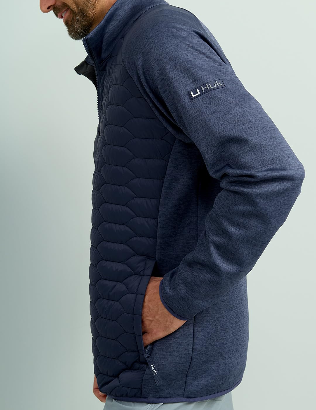 HUK Men's Scale Hybrid DWR Performance Fishing Jacket - Waterproof & Breathable for Outdoor Fishing & Boating