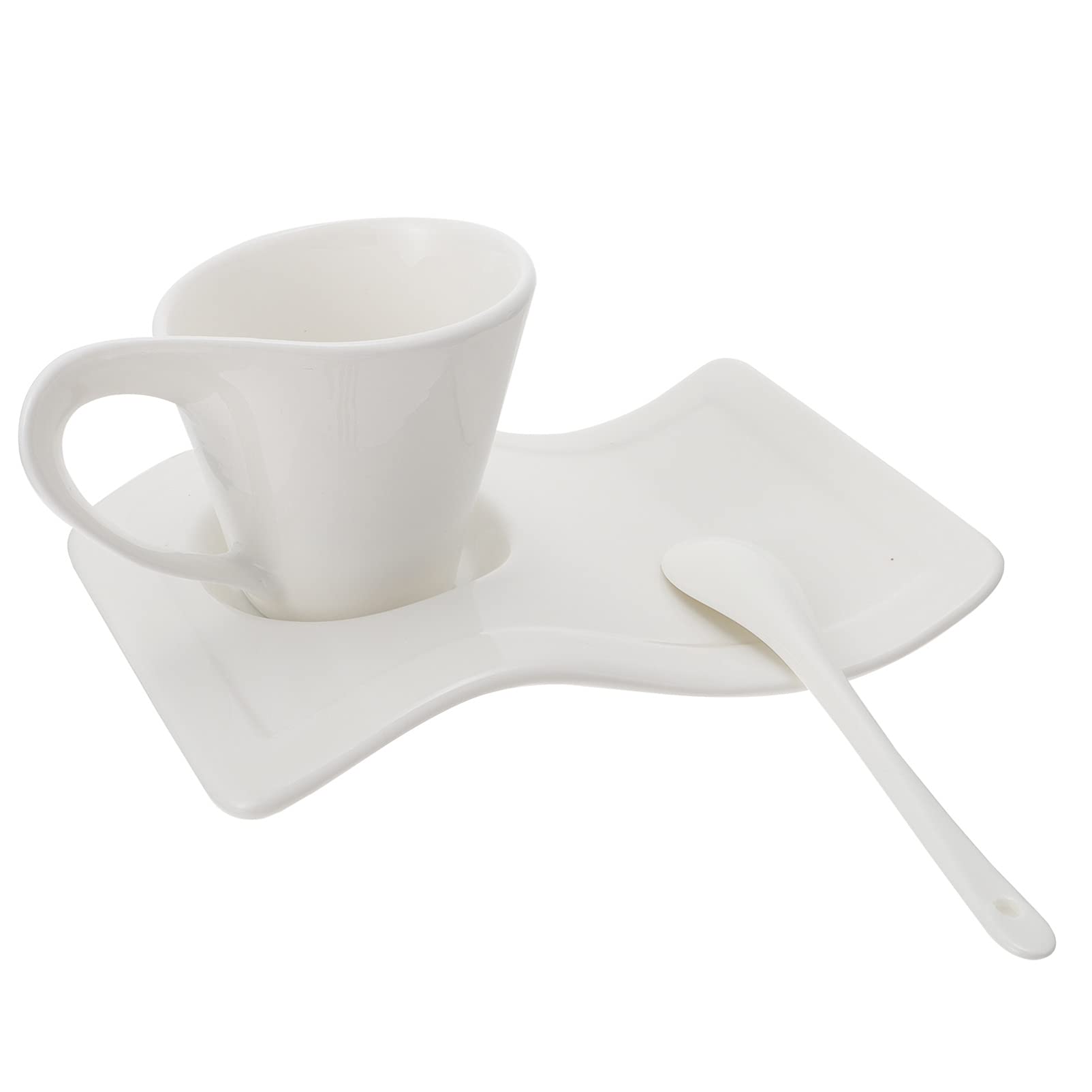 Premium White Espresso Cups Set - 100ml Porcelain Coffee Mugs with Spoon & Saucer - Ceramic Tea & Latte Cups for Home, Party, Bar - Ideal for Espresso, Cappuccino, Tea & Hot Beverages