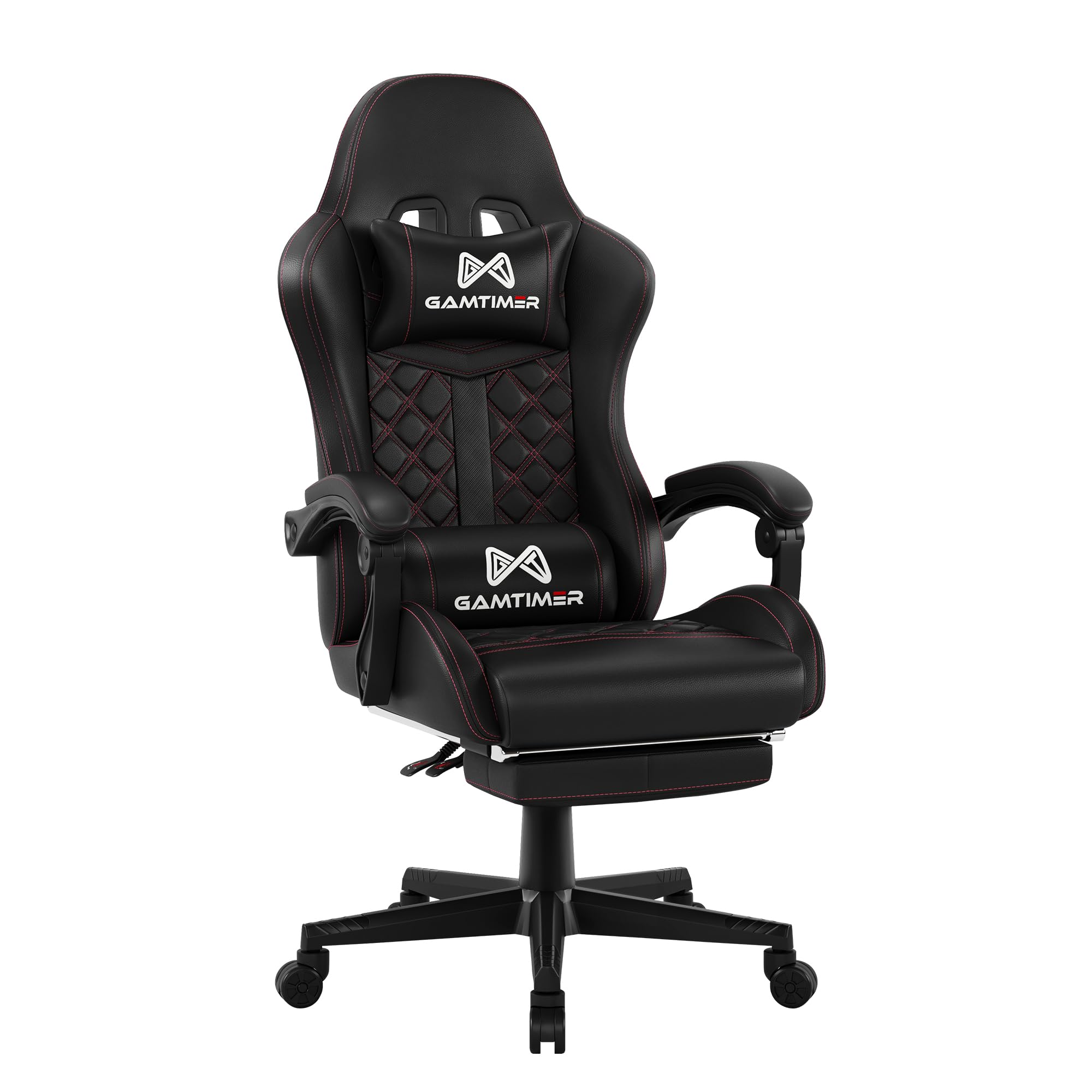Ergonomic Gaming Chair with Adjustable Lumbar Support & Headrest - Breathable PU Leather Computer Chair with Footrest, 360° Swivel & Reclining Backrest for Home Office, Streaming, and Esports - Black