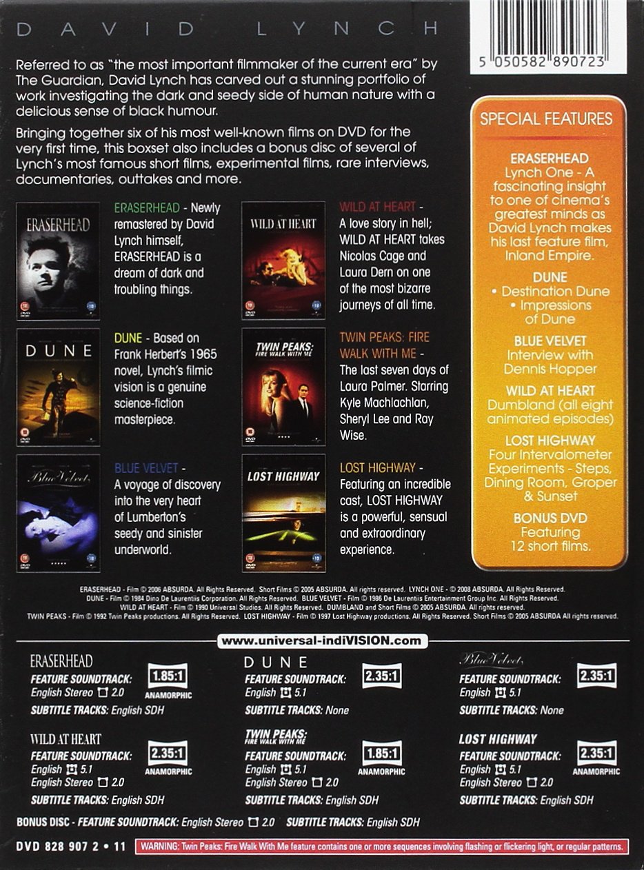 David Lynch Movie Collection Box Set [DVD] - Eraserhead, The Elephant Man, Blue Velvet | Classic Cult Films for Movie Lovers & Film Students | Perfect for Home Theater Nights & Film Studies