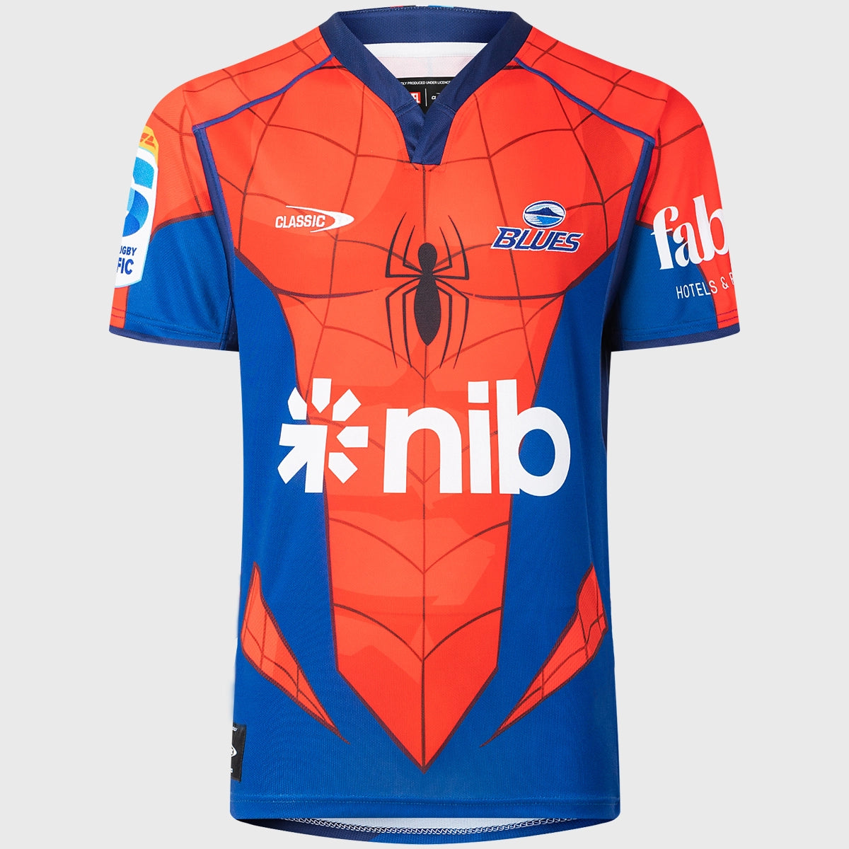 Classic Blue Spider-Man Men's Replica Rugby Shirt - Official Marvel Superhero Costume & Cosplay Jersey for Halloween, Comic Con & Sports Events