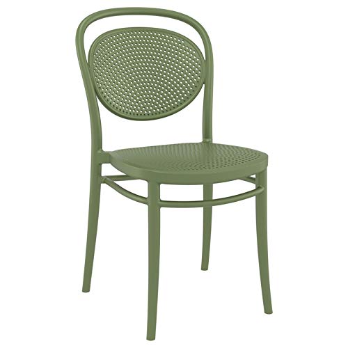 Pemberly Row Contemporary Resin Outdoor Chair - Olive Green Patio Furniture for Garden, Poolside & Backyard Relaxation