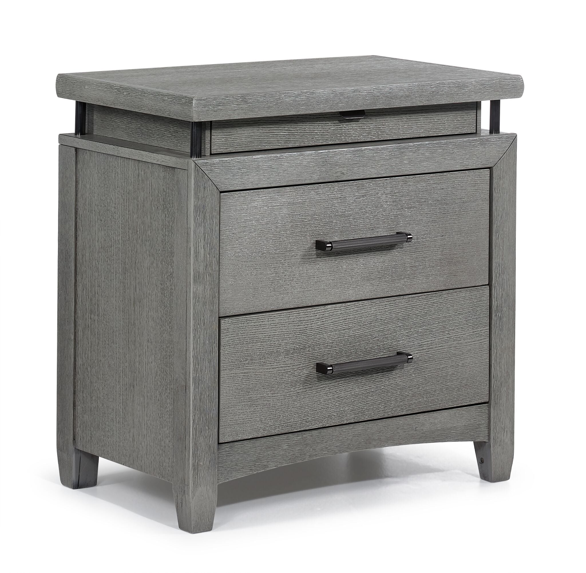 Modern Grey Chelsea Nightstand - Stylish Bedside Table for Small Spaces, Bedroom, Living Room & Dorm - Compact Storage with Drawer & Shelf