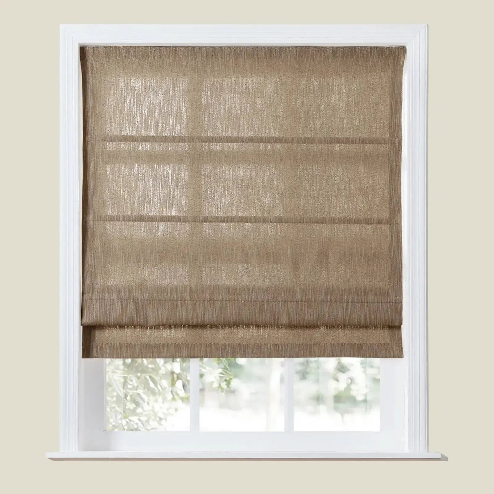 Cloe Cotton Blend Roman Shade with Cord Lift - Blackout Window Treatment for Bedroom & Living Room