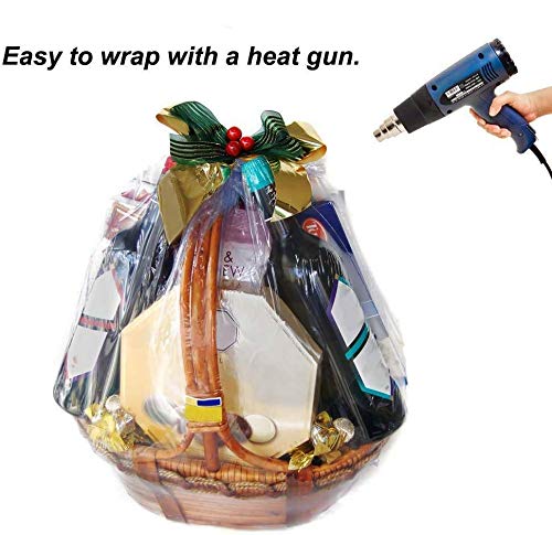 HappyBeeYo 100PCS 24x32 Inches Heat Shrink Wrap Bags - 2 Mil Thick PVC Gift Packaging Bags for Gift Baskets, Party Favors, Wedding Favors & Product Packaging - Ideal for Gift Wrapping, Candy Baskets & Retail Displays