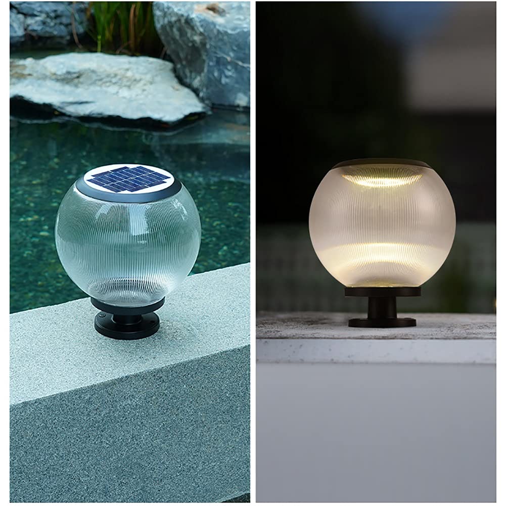 Solar Post Cap Lights Outdoor - 25cm Ball Shaped Waterproof LED Deck Lighting, Garden Pillar Lamp & Pathway Lights for Landscape, Patio, Driveway (Solar Powered) - Perfect for Backyard, Walkway, and Porch Decor