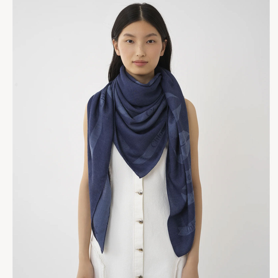 Stylish Ribbon Jacquard Denim Blue Scarf - Soft Fashion Accessory for Women & Men | Perfect for Winter, Fall & Casual Outfits