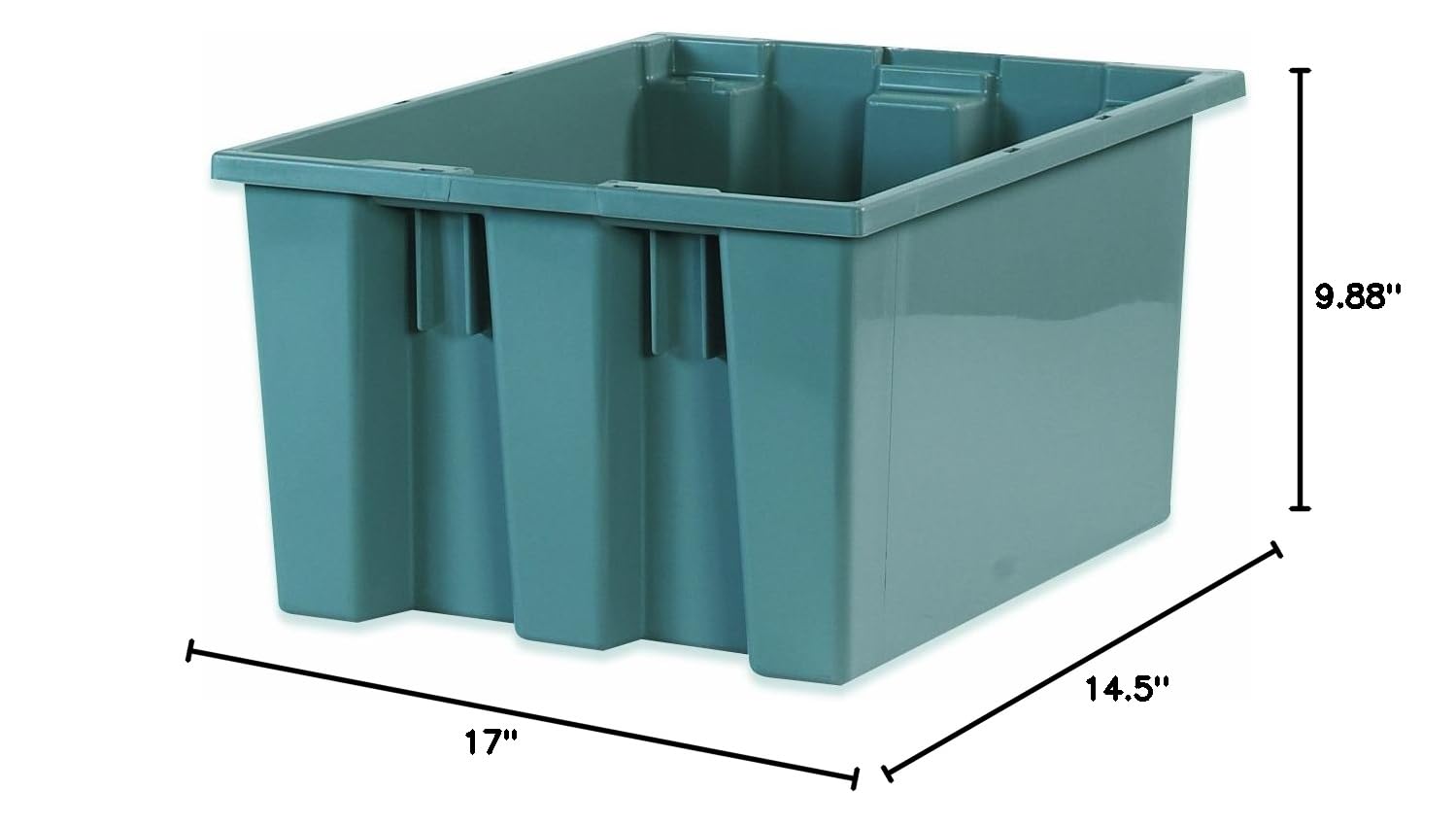 Aviditi 6-Pack Large Plastic Stackable & Nestable Storage Bins, 17 x 14.5 x 9.875 Inches, Gray - Home, Office & Warehouse Organization Solutions for Closet, Pantry, Garage & Shelving Storage
