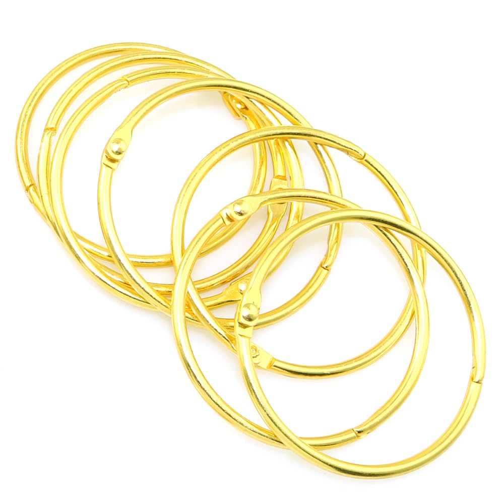 2 Inch Gold Metal Binder Rings - Bulk Pack of Hinged Book Rings for DIY Projects, Index Cards, Photo Albums, Key Chains & Loose Leaf Binding - Perfect for Office, School, Crafting & Home Organization