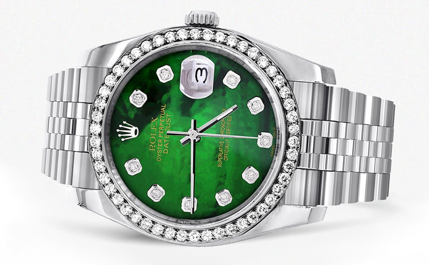 Rolex Datejust 36mm Watch - 116200 Model with Hidden Clasp, Green Diamond Mother of Pearl Dial & Jubilee Band | Luxury Diamond Watch for Men & Women | Perfect for Business Meetings, Special Occasions & Gift Giving