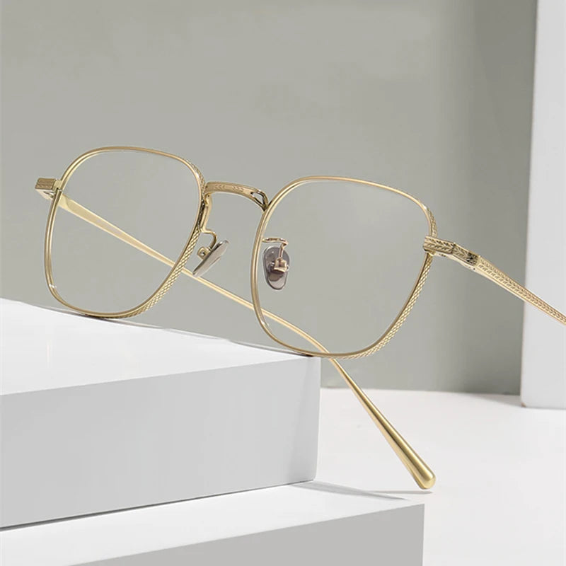 Stylish Black Full Rim Polygon Square Titanium Eyeglasses for Women - Trendy & Lightweight Frame for Work, Reading & Fashion - Model 51015