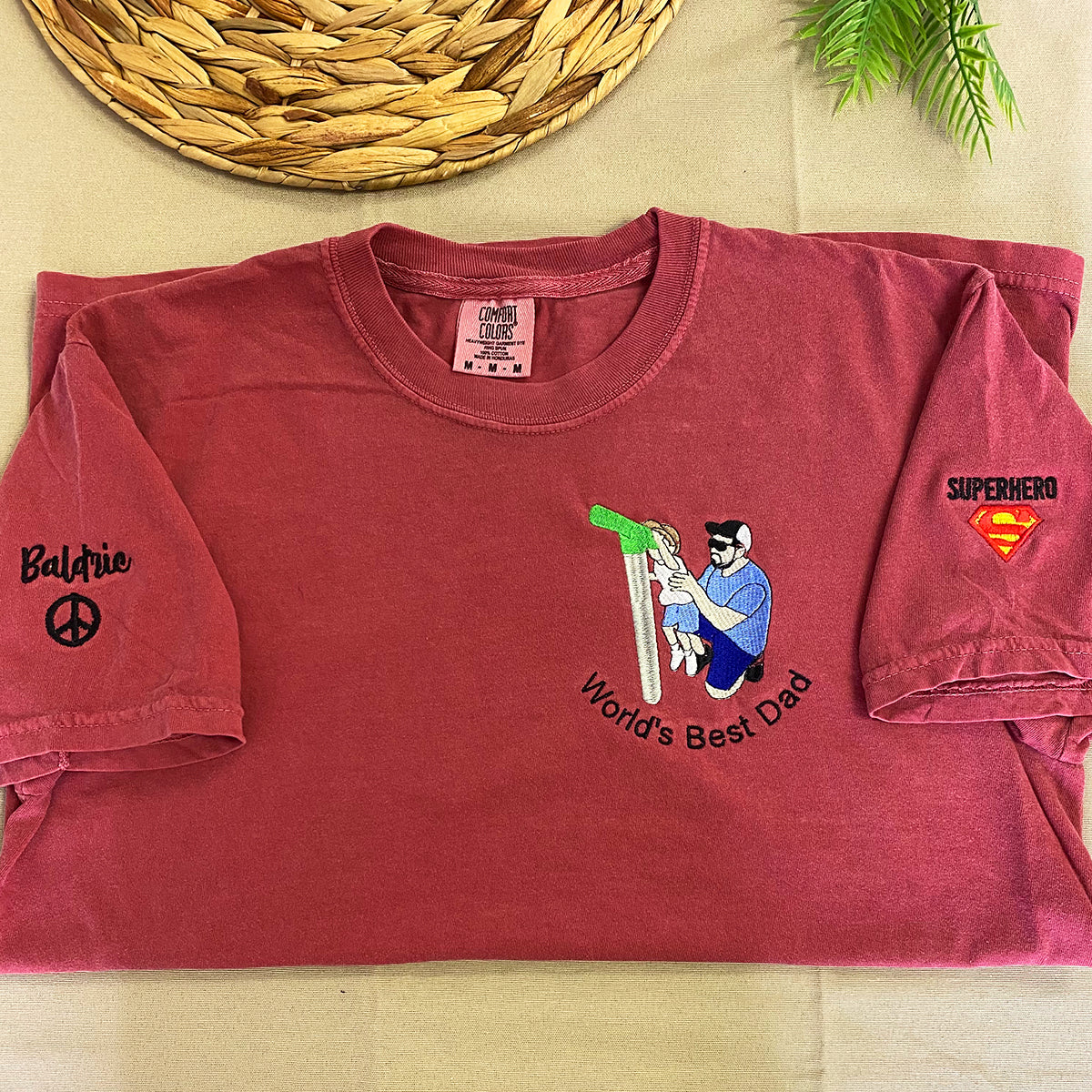 Comfort Color® Custom Embroidered World's Best Dad T-Shirt - Soft Cotton Casual Wear for Father's Day Gifts & Family Events